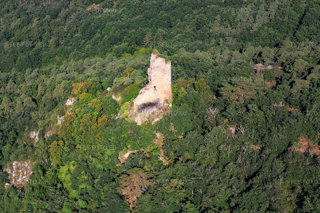 Vue aérienne: Château du Ramstein à Scherwiller dans le département Bas Rhin, France – .Photo: IMG_093282.jpg prise le 16/08/2016 par Werner Riehm/FLY-FOTO.eu – Résolution de l'original: 4849 x 3233 px – Commune de Scherwiller - Bas-Rhin