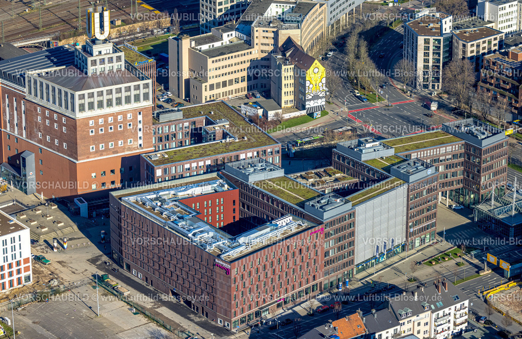 Dortmund230200429 | Luftbild, Hotelanlagen am Dortmunder U, Residence Inn, Dorstfelder Brücke, Dortmund, Ruhrgebiet, Nordrhein-Westfalen, Deutschland