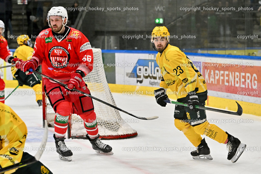 KSV KÄNGURUS vs. EHC Lustenau | #66 Stühlinger Adrian KSV, #23 Kandemir Adem EHC Lustenau, KSV KÄNGURUS vs. EHC Lustenau, KSV KÄNGURUS vs. EHC Lustenau am 14.03.2026 in Kapfenberg (Sportzentrum Kapfenberg), Austria, (Photo by Bernd Stefan)
