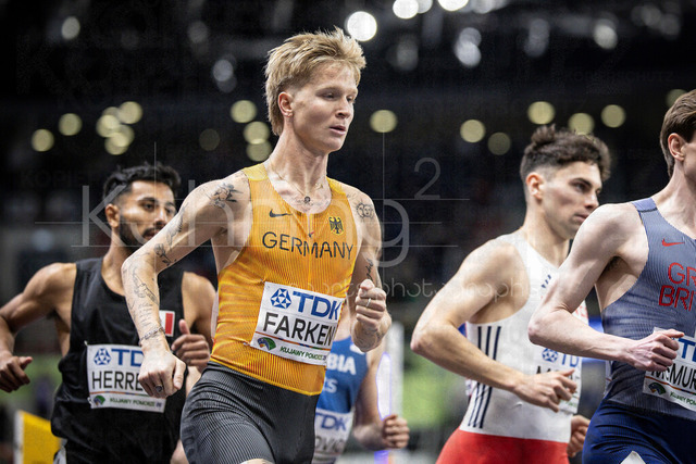 World Athletics Indoor Championships Kujawy Pomorze 26, 20.03.2026 | TORUN, POLAND - MARCH 20:  Robert FARKEN (GER) competes in the men's 1500m during the World Athletics Indoor Championships Kujawy Pomorze 26 on day 1 / session 2 at Kujawsko-Pomorska Arena Torun on March 20, 2026 in Torun, Poland. 