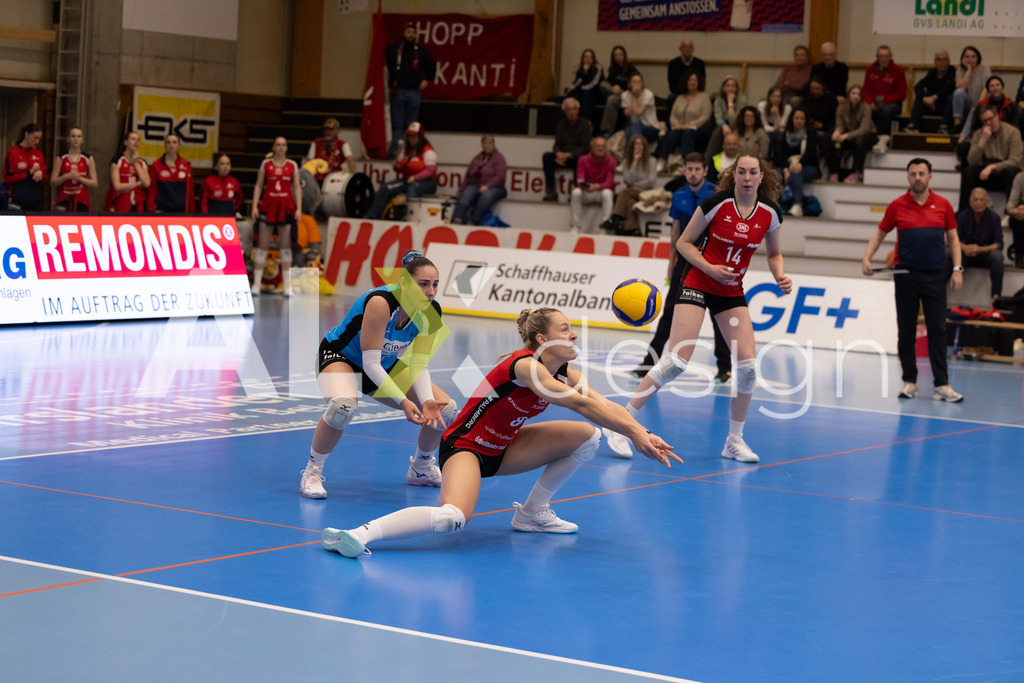 Volleyball I Frauen I Saison 2025-2026 I Volleyball NLA | Women I 1/2 Finals I  VC Kanti Schaffhausen - Sm'Aesch Pfeffingen I 18.03.2026 | 8 Lina-Marie Lieb (DE) (VC Kanti Schaffhausen) – Aussen - Realisiert mit Pictrs.com
