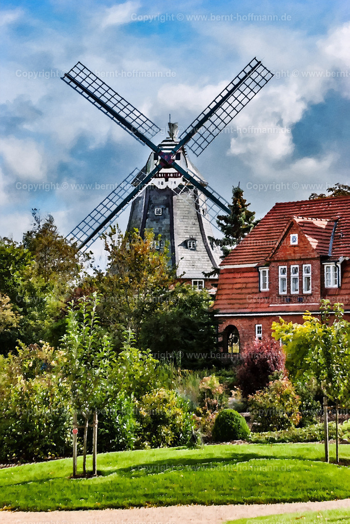 PDM2_1533_Wyk_120x180_sig | Digitalkunst. Windmühle " Venti Amica " in Wyk auf der Nordsee - Insel Föhr. - Realisiert mit Pictrs.com