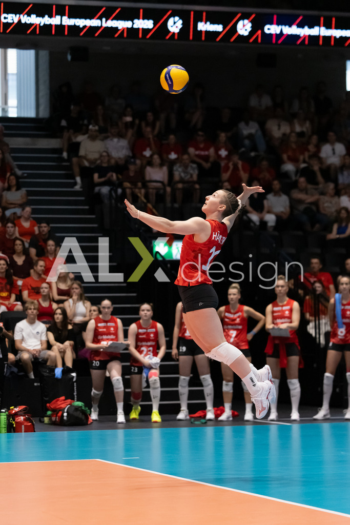 Austria v Switzerland - CEV European League Women | KRIENS, SWITZERLAND - JUNE 14: ORIANE HÄMMERLI of Switzerland during the CEV European League match between Austria and Switzerland at Pilatus Arena on June 14, 2026 in Kriens, Switzerland. - Realisiert mit Pictrs.com