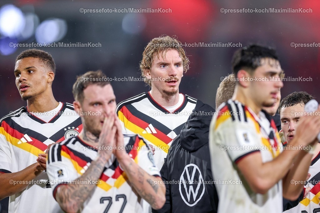 DFB14112501159 | 14.11.2025, Fußball, Länderspiel, WM-Qualifikation Europa, Deutschland - Luxemburg, Stade de Luxembourg (Croix de Gasperich, Luxemburg), 9. Spieltag, Saison 2025 2026: Malick Thiaw (GER #07) David Raum (GER #22) Nick Woltemade (GER #11) Aleksandar Pavlovic (GER #05)  Regulations prohibit any use of photographs as image sequences and or quasi-video.