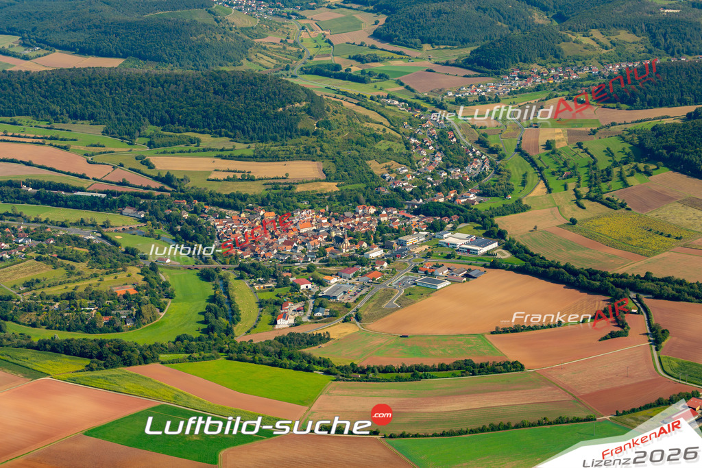 Das Luftbild zeigt :  Euerdorf - Die Luftaufnahme wurde 2024 vom UL-Flugzeug aus erstellt ( keine Drohne ) - Hochauflösende Luftaufnahme - Für grossformatige Ausdrucke geeignet. Die Geschenkidee !Mit Lizenz und Bildrechte bestellbar