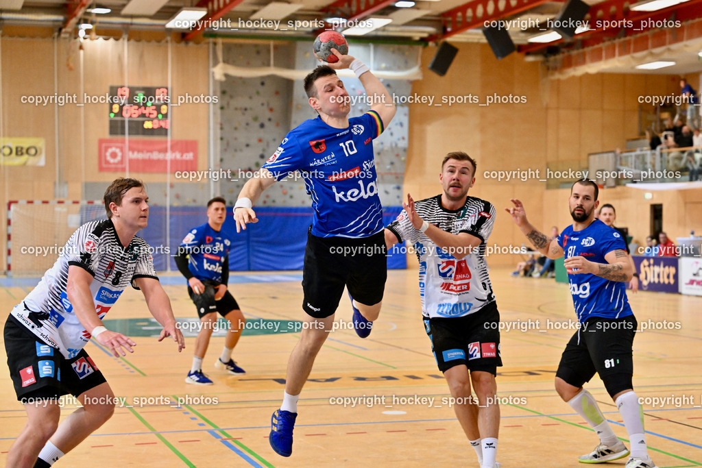 SC Ferlach vs. Schwaz Tirol Handball | #8 SPENDIER Sebastian Schwaz Tirol Handball, #10 Perkusic Toni SC Ferlach, #81 Milicevic Adrian SC Ferlach, #6 PETRUSIC Emanuel Schwaz Tirol Handball, SC Ferlach vs. Schwaz Tirol Handball, SC Ferlach vs. Schwaz Tirol Handball am 12.10.2024 in Ferlach (Ballspielhalle Ferlach), Austria, (Photo by Bernd Stefan)
