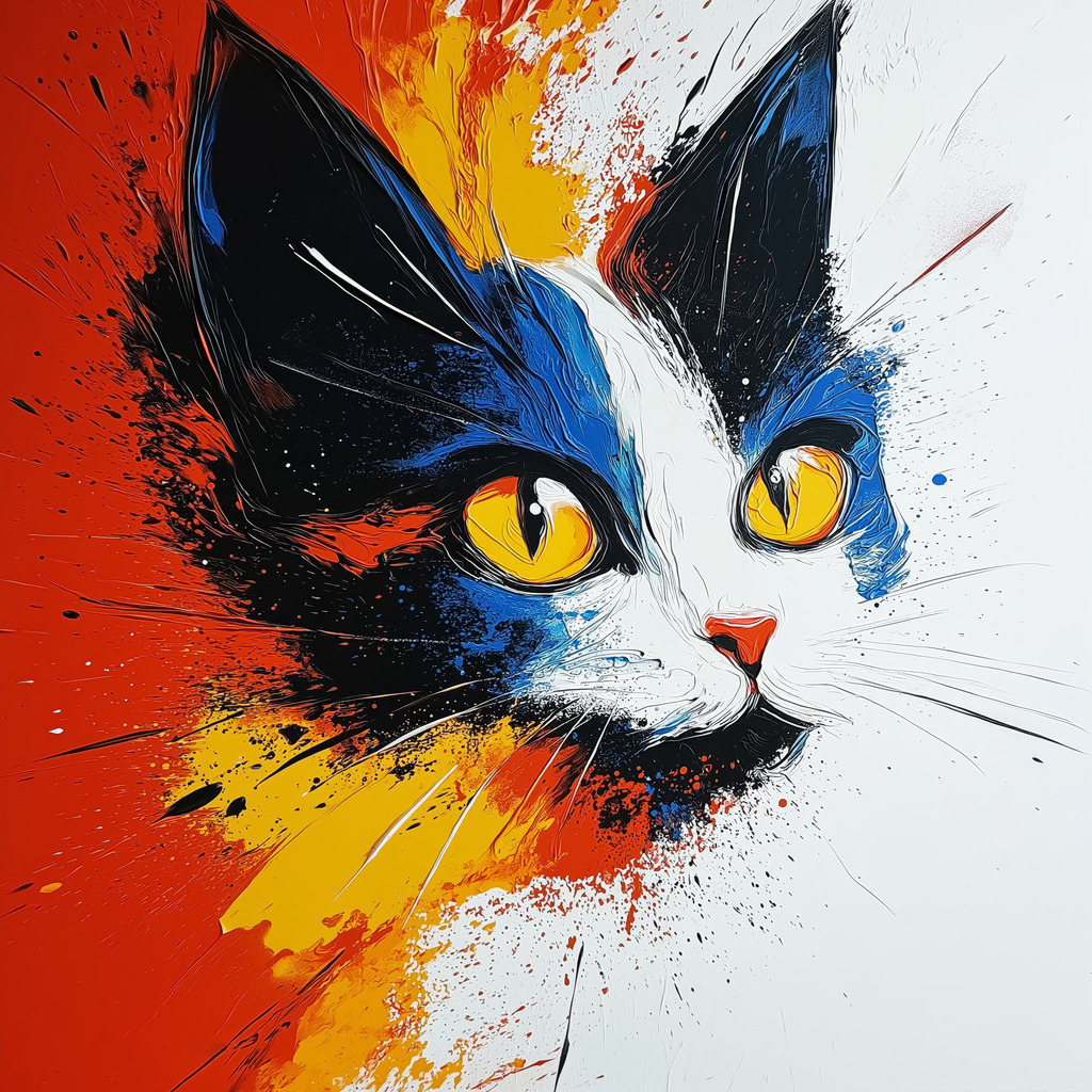 2501035 - Moderne Katze | Das Gesicht einer Katze im Stil eines modernen Gemäldes.