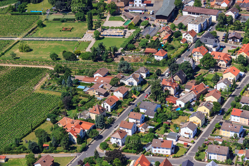 Luftbild: Bahnhofstr in Wachenheim an der Weinstraße im Bundesland Rheinland-Pfalz in Deutschland. Foto: IMG_30136.jpg vom 05.07.2010 durch Werner Riehm/FLY-FOTO.de