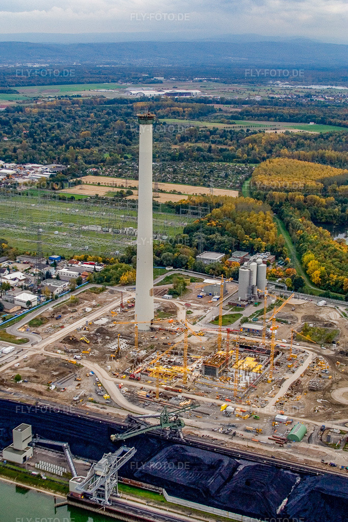 Luftbild: EnBW Neubau Kohlekraftwerk am Rheinhafen im Ortsteil Daxlanden in Karlsruhe im Bundesland Baden-Württemberg in Deutschland. Foto: IMG_13786.jpg vom 08.10.2008 durch Werner Riehm/FLY-FOTO.de