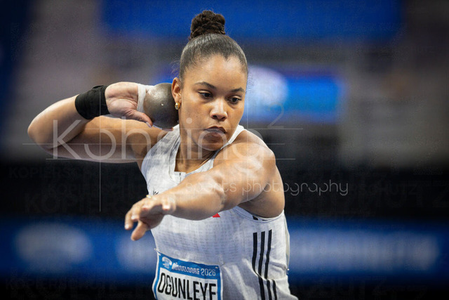ISTAF Indoor; Duesseldorf, 24.01.2026 | DUESSELDORF, GERMANY - JANUARY 24:  Yemisi Ogunleye (GER), shot put, during the ISTAF Indoor Dusseldorf at PSD Bank Dome on January 24, 2026 in Duesseldorf, Germany. 
