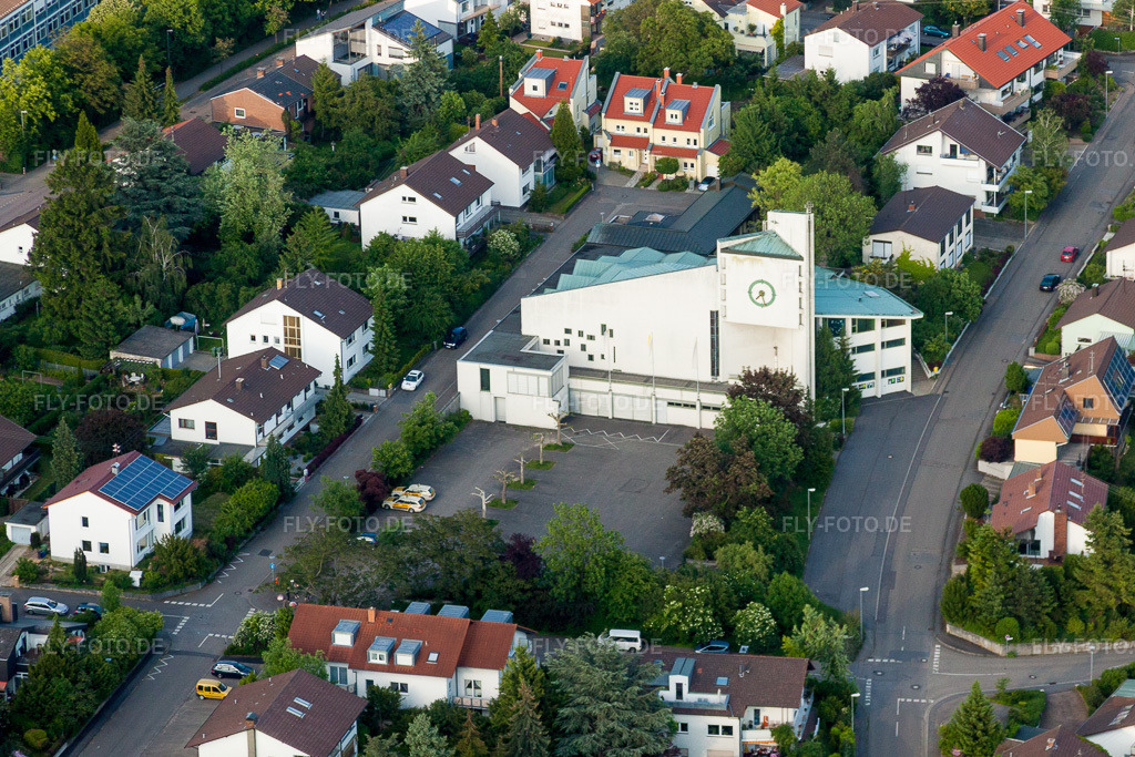 Luftbild: Dreifaltigkeitskirche in Wiesloch im Bundesland Baden-Württemberg in Deutschland. – Foto: IMG_27721.jpg vom 24.05.2010 durch Werner Riehm/FLY-FOTO.de – Auflösung des Originals: 4504 x 3003 px