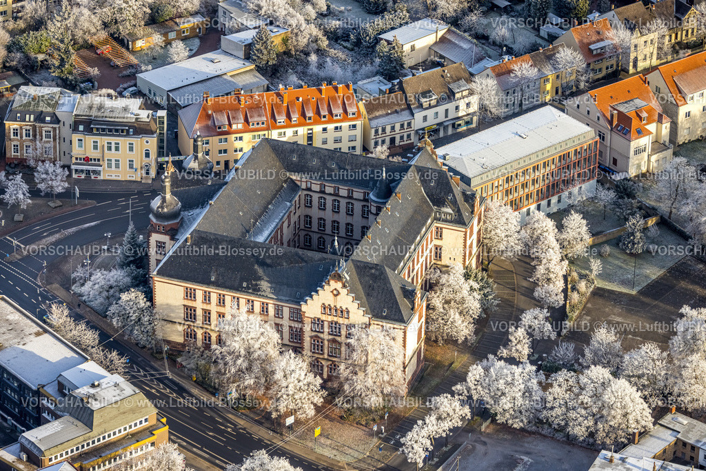 Hamm221202935 | Luftbild, Winterliches Rathaus, verschneite Bäume, Mitte, Hamm, Ruhrgebiet, Nordrhein-Westfalen, Deutschland