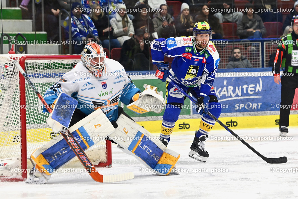 EC IDM Wärmepumpen VSV vs. Steinbach Black Wings Linz | #32 Rasmus Tirronen Black Wings Linz, #91 Nick Hutchison EC VSV, EC IDM Wärmepumpen VSV vs. Steinbach Black Wings Linz, EC IDM Wärmepumpen VSV vs. Steinbach Black Wings Linz am 23.01.2026 in Villach (Stadthalle Villach), Austria, (Photo by Bernd Stefan)