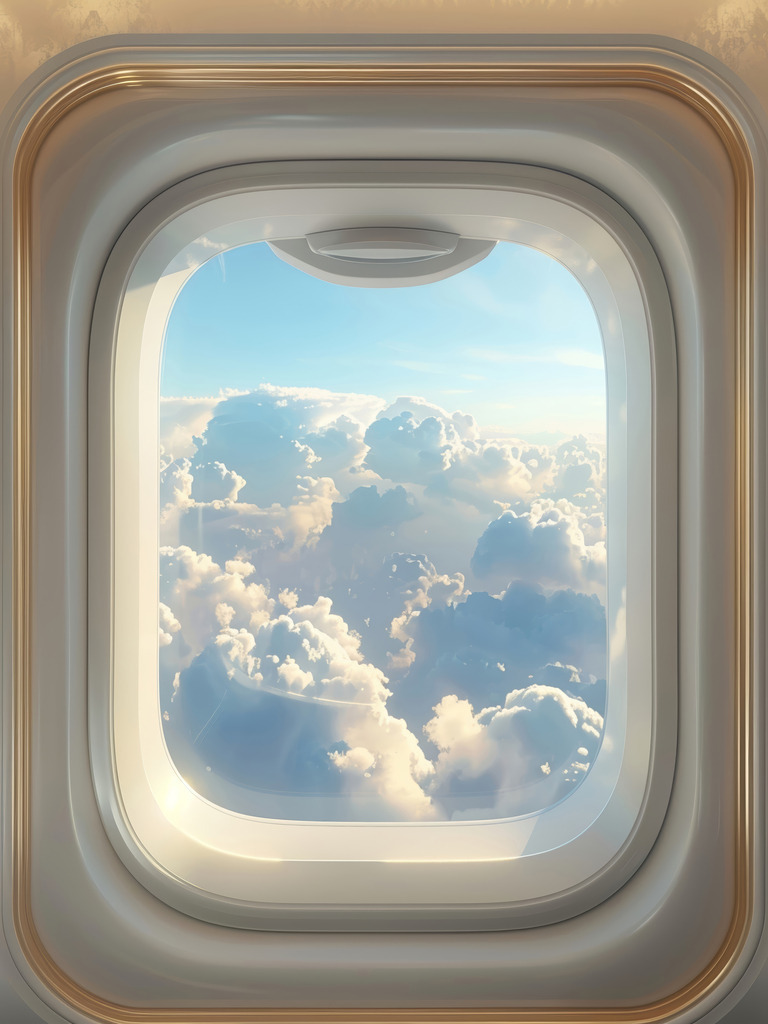 2602021 - Über den Wolken | Fotorealistischer Blick aus einem Flugzeugfenster auf eine beeindruckende Wolkenformation.