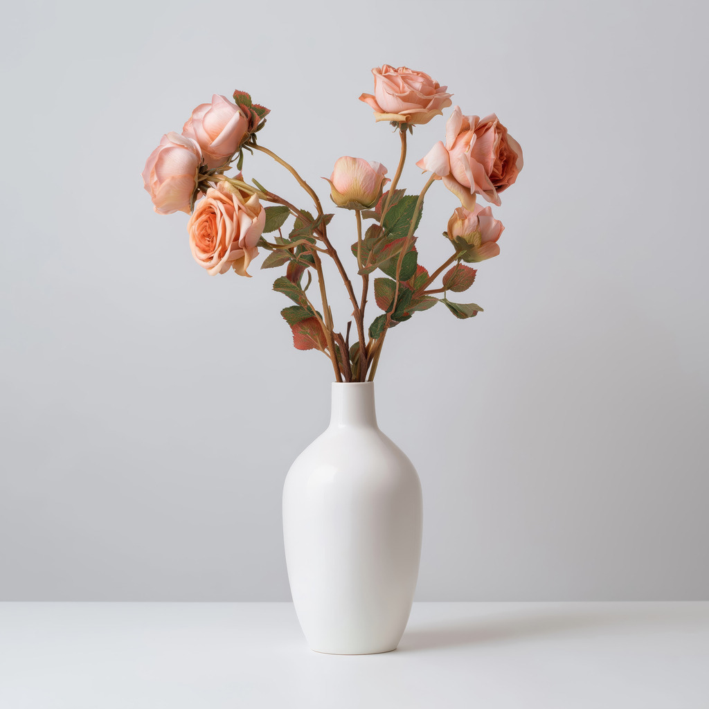 2506020 - Rosen in weißer Vase | Rosen in einer weißen Vase im Stil einer Fotografie.