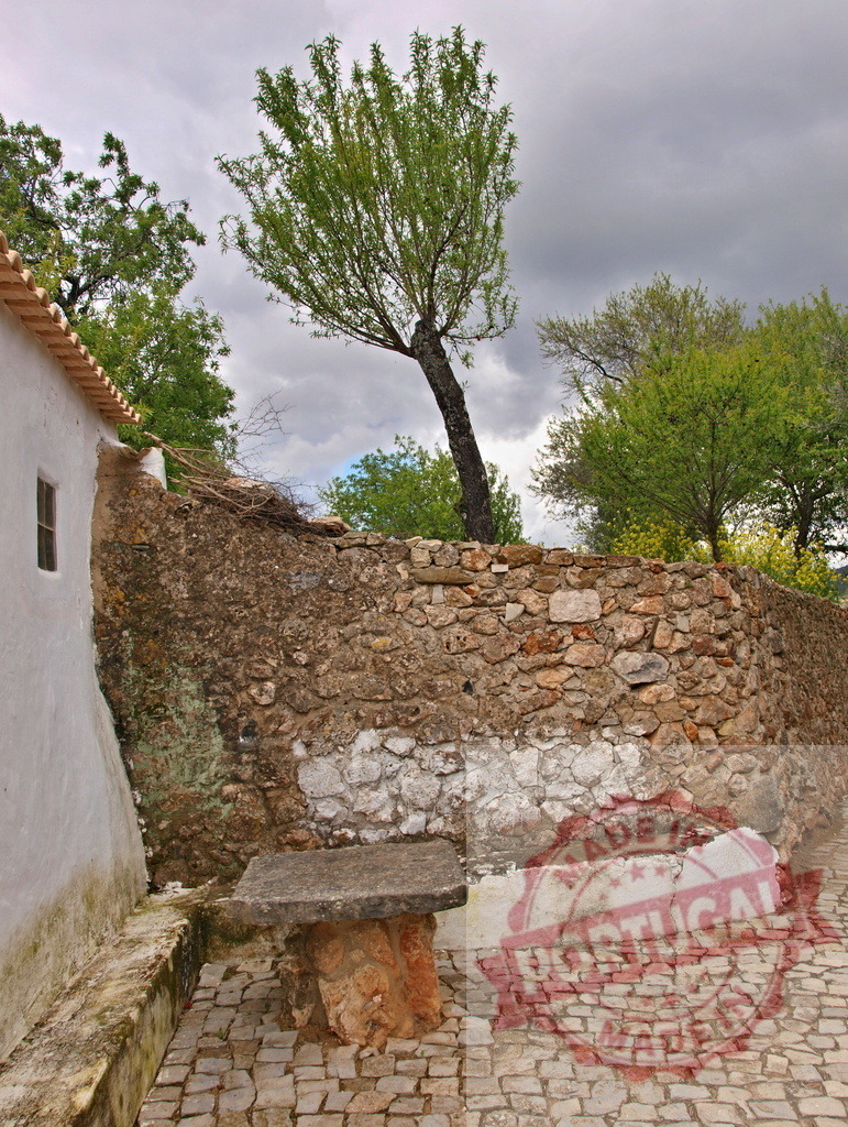 Stone wall and tree in a rustic Mediterranean village | Rustic stone wall and old tree creating a traditional scene in a historic village - Realized with Pictrs.com