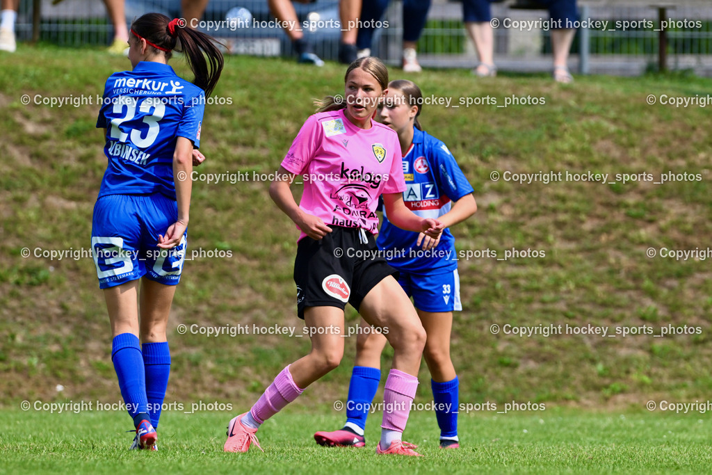 Carinthians Hornets vs. GAK 1902 Frauen | #23 Paula Sophie Jazbinsek GAK, #17 Magdalena Sophie Neuman Carinthians Hornets, #33 Lena Maria Trummer GAK, Carinthians Hornets vs. GAK 1902 Frauen, Carinthians Hornets vs. GAK 1902 Frauen am 01.09.2024 in Sachsenburg (Sportplatz Sachsenburg), Austria, (Photo by Bernd Stefan)
