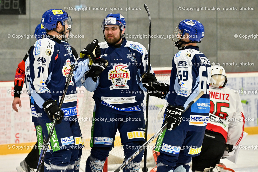 ESV FERLACH vs. ESC SOCCERZONE STEINDORF | Jubel ESC Steindorf Mannschaft, #79 Petrik Benjamin ESC Steindorf, #95 Gelfanov Ruslan ESC Steindorf, #69 Kreuzer Philipp ESC Steindorf, ESV FERLACH vs. ESC SOCCERZONE STEINDORF, ESV FERLACH vs. ESC SOCCERZONE STEINDORF am 22.11.2024 in Ferlach (Eishalle Ferlach ), Austria, (Photo by Bernd Stefan)