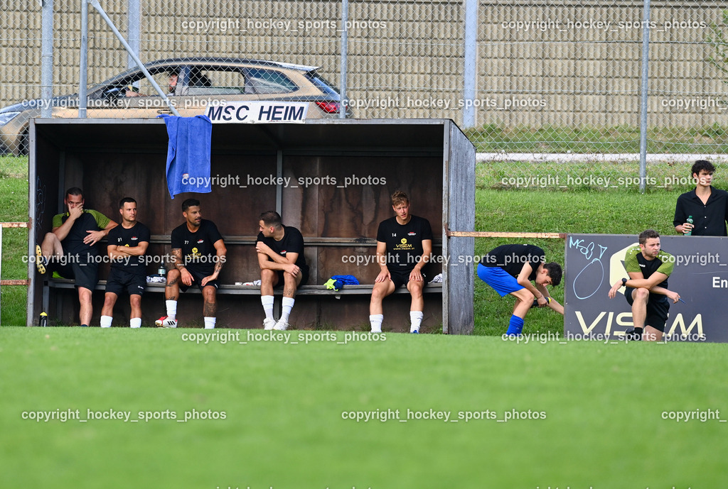 SC Magdalen vs. ATUS Nötsch 13.8.2023 | Spielerbank SC Magdalen, #22 Luca Fabio Telesklav, #19 Gianluca Rabitsch, #11 Sandro Michael Ebner, #10 Marko Modic, #13 Franz Rocil, Headcoach SC Magdalen Robert Kontic