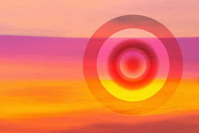 Seeking the Unseen (Celestial Series) | Celestial contemplates our eternal search for something greater than ourselves. The presence of precise geometric shapes layered over fields of vibrant sunset colors addresses the tension between human intellect and the unknown mysteries of the universe. The viewer is suspended in limbo, between the physical world and the spiritual realm. In the last image of the series, human consciousness transcends from a terrestrial landscape to cosmic awareness. This is a preview image. The original has a resolution of 10630 x 7087 px. - Realisiert mit Pictrs.com