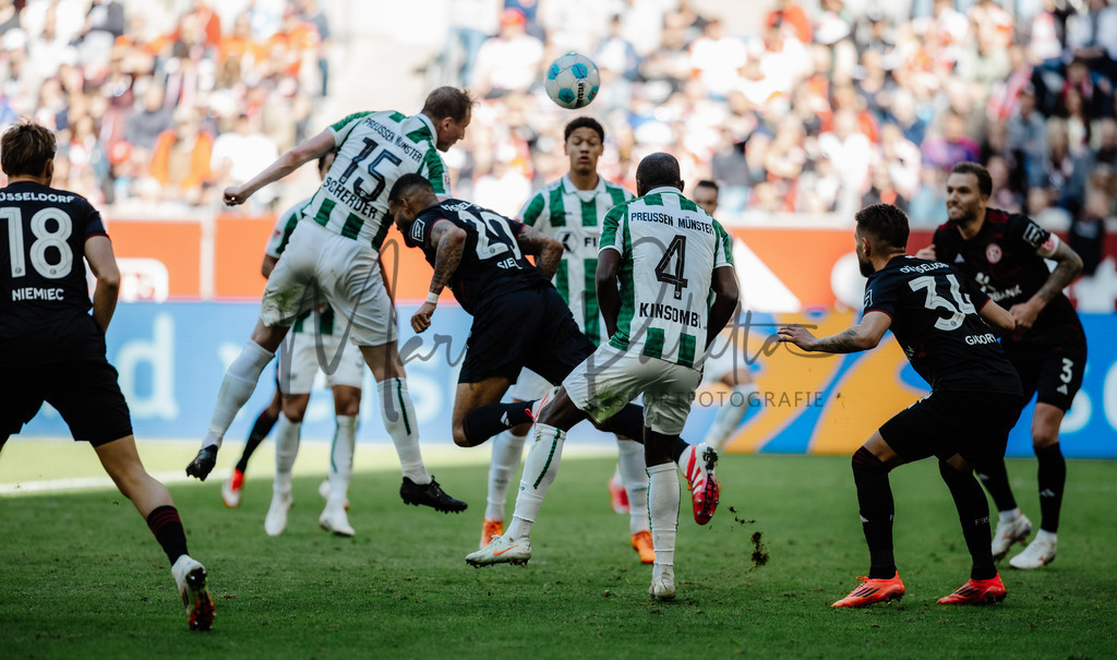 2. Bundesliga, Saison 2024/25, 28. Spieltag: Fortuna Düsseldorf - SC Preußen Münster | Düsseldorf, 05.04.2025: 2. Bundesliga, 28. Spieltag, Fortuna Düsseldorf gegen SC Preußen Münster in der Merkur Spiel-Arena in Düsseldorf. Foto: sportfotografie.ms | Markus Paletta - Realisiert mit Pictrs.com