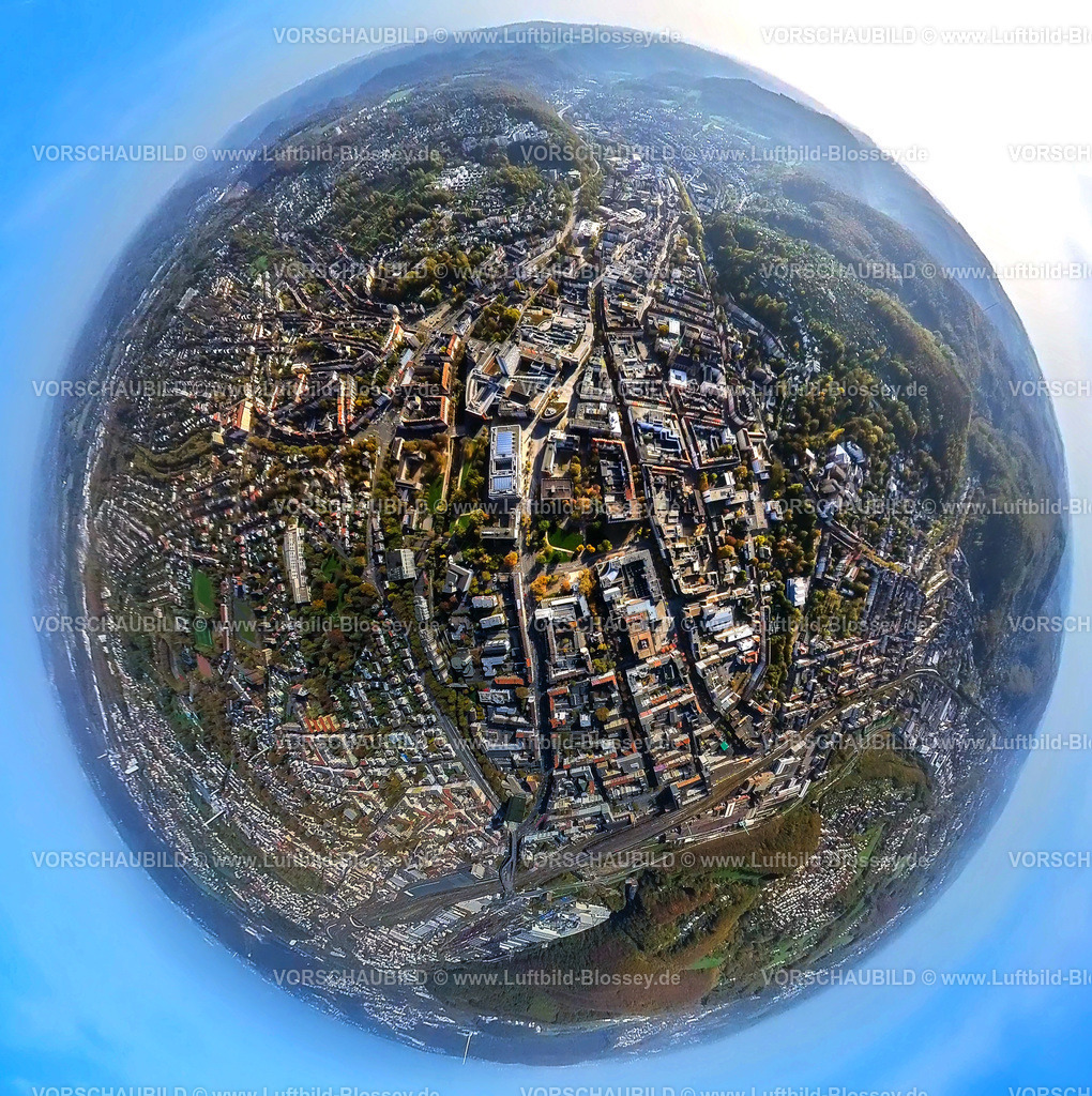 Hagen20221020_11_Mitte | Luftbild, Innenstadt City Mittelstraße, Volme Galerie Einkaufsstraße, Hagen-Mitte, Fisheye Aufnahme, Fischaugen Aufnahme, 360 Grad Aufnahme, Mittelstadt, Hagen, Ruhrgebiet, Nordrhein-Westfalen, Deutschland