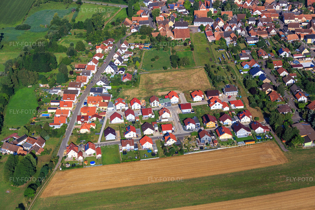Luftbild: Neubaugebiet Im Großen Sand in Barbelroth im Bundesland Rheinland-Pfalz in Deutschland. Foto: IMG_092526.jpg vom 01.08.2016 durch Werner Riehm/FLY-FOTO.de