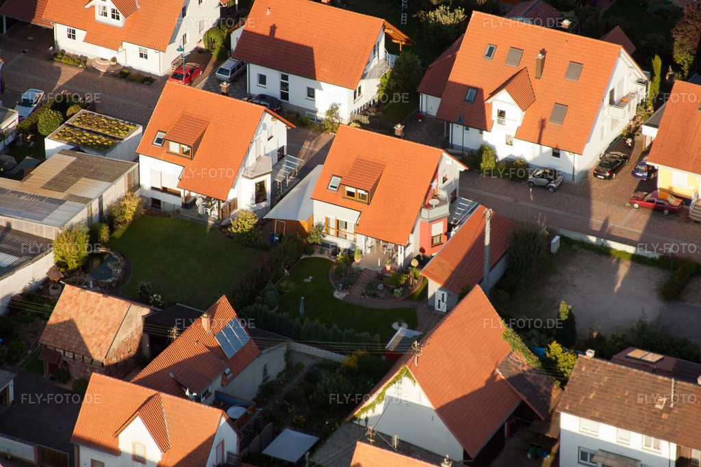 Luftbild: Im Storchennest in Erlenbach bei Kandel im Bundesland Rheinland-Pfalz in Deutschland. Foto: IMG_32691.jpg vom 01.09.2010 durch Werner Riehm/FLY-FOTO.de