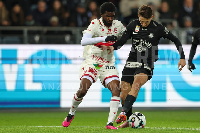 UEFA Europa League 2025/26: SK Sturm Graz vs SK Brann | Graz, Austria, 29.JAN.26 - SOCCER - UEFA Europa League, SK Sturm Graz vs SK Brann Bergen. The image shows Beres Owusu (GAK) and Leon Grgic (STU).