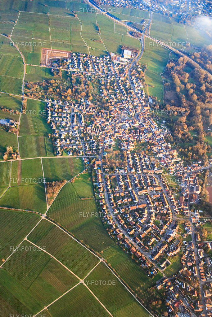 Ortsansicht von Westen | Luftbild: Ortsansicht von Westen im Ortsteil Godramstein in Landau im Bundesland Rheinland-Pfalz in Deutschland. Foto: IMG_135378.jpg vom 12.12.2022 durch Werner Riehm/FLY-FOTO.de - Realisiert mit Pictrs.com
