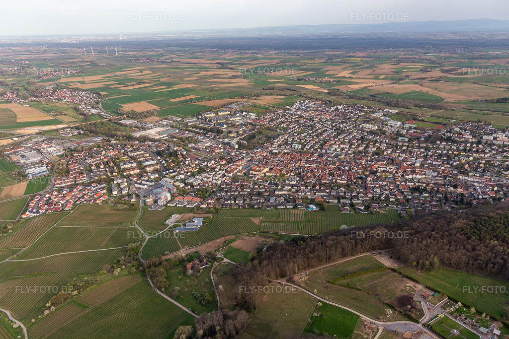 Luftbild:  in Bad Bergzabern im Bundesland Rheinland-Pfalz in Deutschland. – Foto: IMG_131198.jpg vom 12.04.2022 durch Werner Riehm/FLY-FOTO.de – Auflösung des Originals: 5230 x 3487 px – Stadt Bad Bergzabern