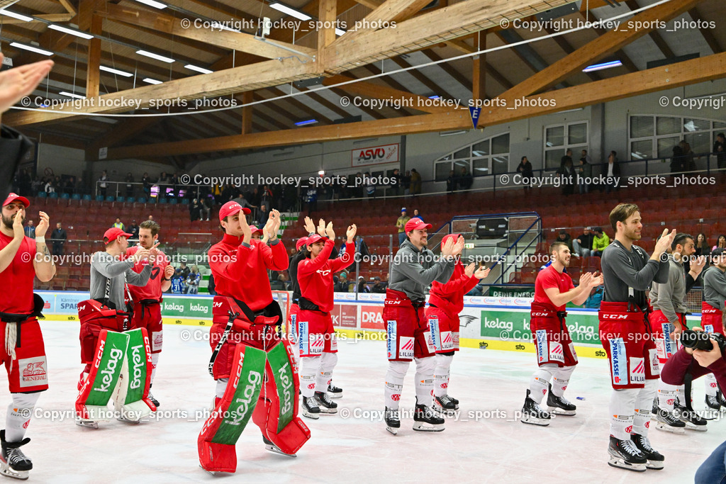 EC IDM Wärmepumpen VSV vs. EC KAC 17.3.2023 | EC KAC Mannschaft Jubel über Viertelfinal Sieg