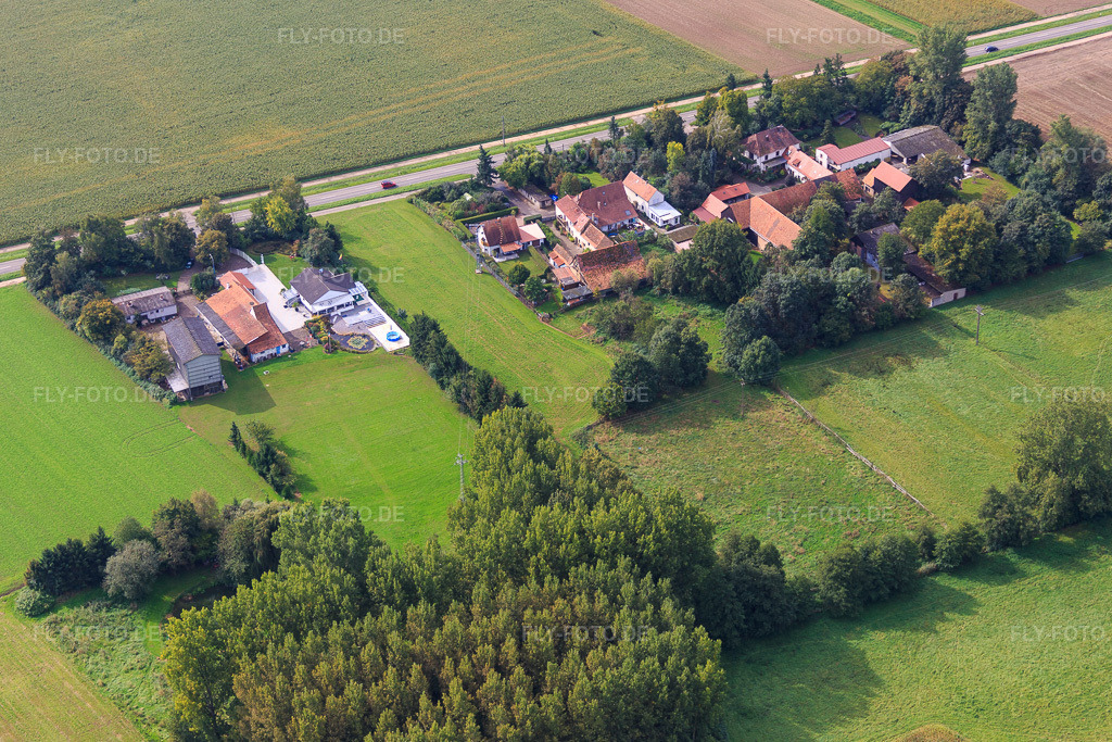 Luftbild: Ortsteil Höfen im Ortsteil Minderslachen in Kandel im Bundesland Rheinland-Pfalz in Deutschland.Foto: IMG_072785.jpg vom 19.09.2014 durch Werner Riehm/FLY-FOTO.deAuflösung des Originals: 4941 x 3294 px