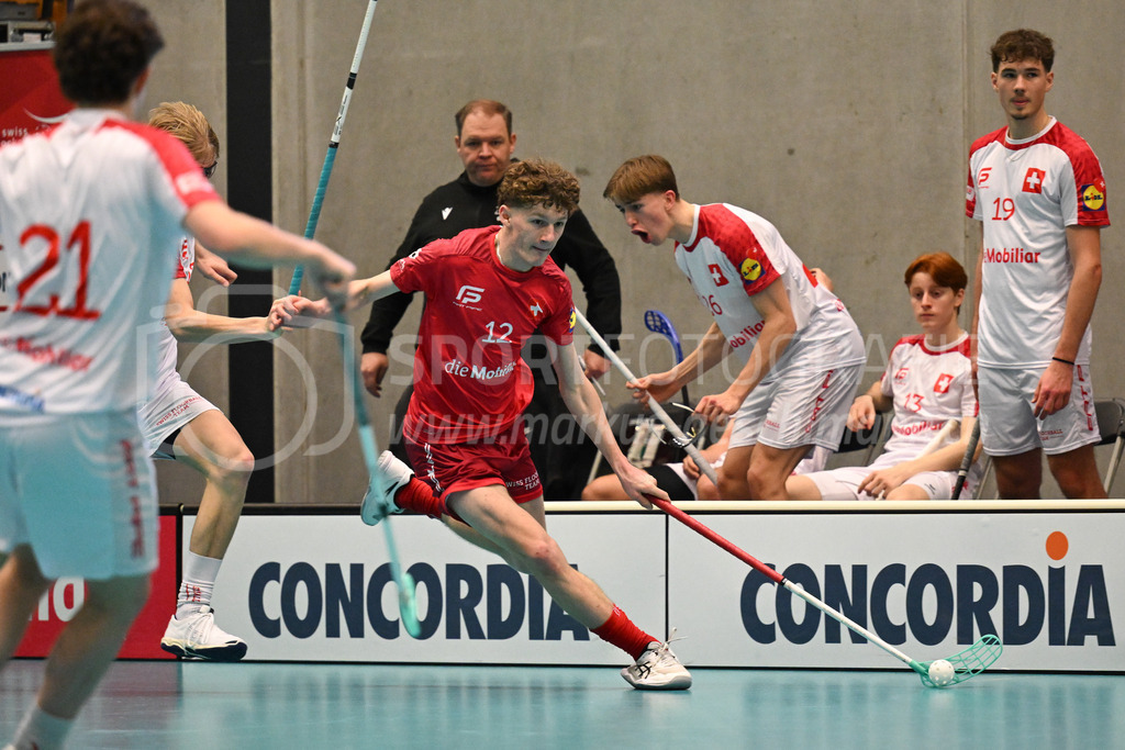 Switzerland B U19 vs Switzerland U19 - 4. February 2024 | Switzerland B U19 vs Switzerland U19
U19 Men International Matches in Switzerland
GoEasy Arena, Siggenthal Station
Switzerland defender #12 Janik Kürschner.
Credit: Markus Aeschimann | <a href="https://www.markus-aeschimann.ch">Sportfotografie Markus Aeschimann</a> | <a href="https://www.instagram.com/sportfotografie.aeschimann">@sportfotografie.aeschimann</a> - Realisiert mit Pictrs.com