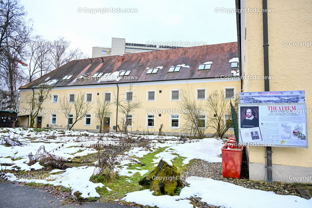 Biologiezentrum Linz_ 12.12.2023-9 | 12.12.2023, Biologiezentrum Linz, AUT, Biologiezentrum, im Bild Gebauede, Eingang, Schild, Garten