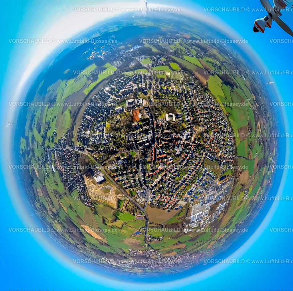 Selm230290014_Bork_Mitte | Luftbild, Übersicht,Fischaugenbild,  Bork, Selm, Ruhrgebiet, Nordrhein-Westfalen, Deutschland