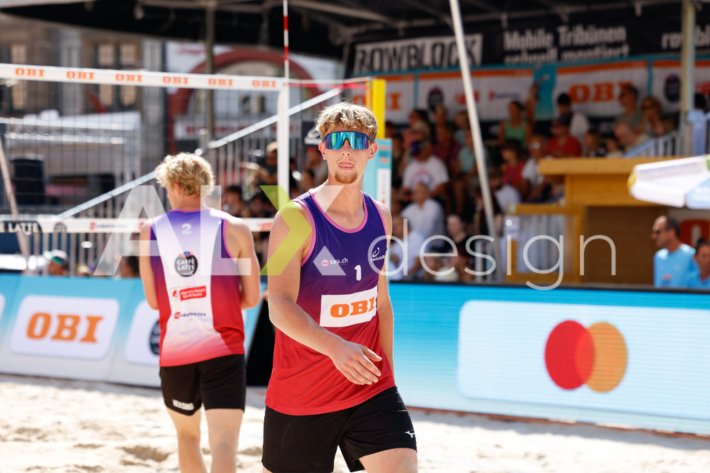 Obi BeachTour 2026 - Basel | BASEL, SWITZERLAND - JULY 17: VILLADS FLÜGGE NAPIER (DEN) during the Obi BeachTour 2026 match between BREER / KÄLIN (SUI) and NAPIER / PETERSEN (DEN) at Barfüsserplatz on July 17, 2026 in Basel, Switzerland. - Realisiert mit Pictrs.com