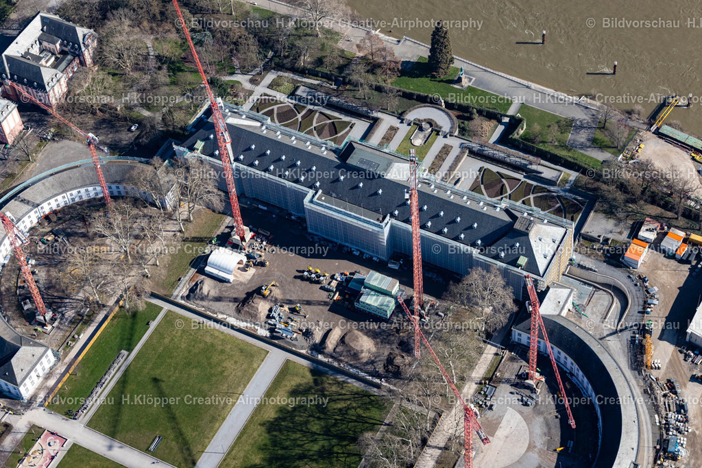 Luftbilder Koblenz-0021 | Baustelle zum Umbau und zur Modernisierung und Sanierung eines Gebäudekomplexes " Kurfürstliches Schloss Koblenz " in Koblenz im Bundesland Rheinland-Pfalz, Deutschland. - Realisiert mit Pictrs.com