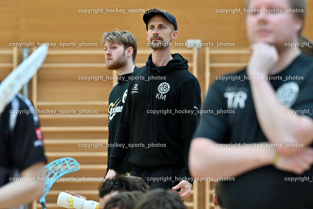 Wiener Floorball Verein vs. FBC BOROVNICA | Headcoach Wiener Floorballverein Kimmo Mustonen, Wiener Floorball Verein vs. FBC BOROVNICA, Wiener Floorball Verein vs. FBC BOROVNICA am 23.03.2025 in Villach (Ballspielhalle St. Martin), Austria, (Photo by Bernd Stefan)