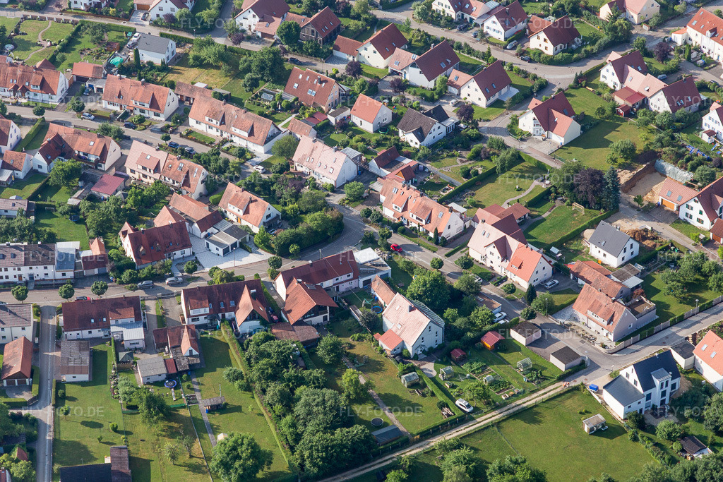 Luftbild: Riedlingen, Rambergsiedlung im Ortsteil Riedlingen in Donauwörth im Bundesland Bayern in Deutschland. Foto: IMG_101674.jpg vom 08.07.2017 durch Werner Riehm/FLY-FOTO.de