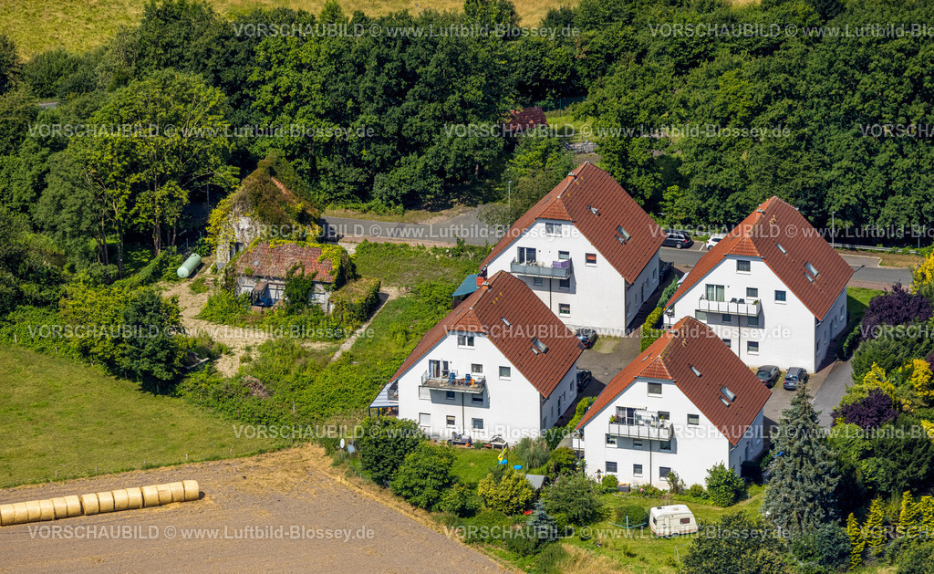 Hamm240706154 | Luftbild, Vier Reihen-Wohnhäuser, Lünener Straße Ecke Maronenweg, Stadtbezirk Herringen, Hamm, Ruhrgebiet, Nordrhein-Westfalen, Deutschland