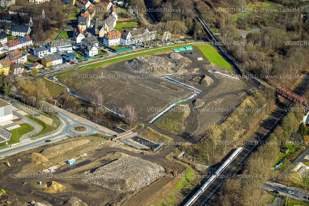Gelsenkirchen230211746 | Luftbild, Industriepark Schalker Verein, Baustelle am Gewerbegebiet Europastraße, Bulmke-Hüllen, Gelsenkirchen, Ruhrgebiet, Nordrhein-Westfalen, Deutschland