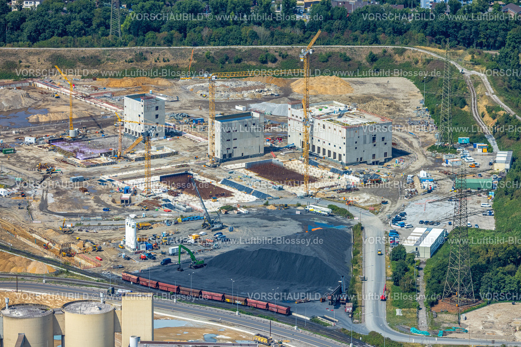 Duisburg250705633Nord | Luftbild, Baustelle mit Neubau Elektroschalthäuser für Direktreduktionsanlage neben dem Südhafen Walsum, Fahrn, Duisburg, Ruhrgebiet, Nordrhein-Westfalen, Deutschland