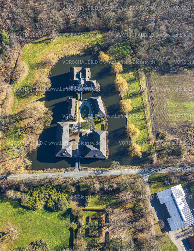 Olfen230206302Vinnum | Luftbild, Schloss Sandfort, Wasserschloss, Olfen-Kirchspiel, Olfen, Münsterland, Nordrhein-Westfalen, Deutschland