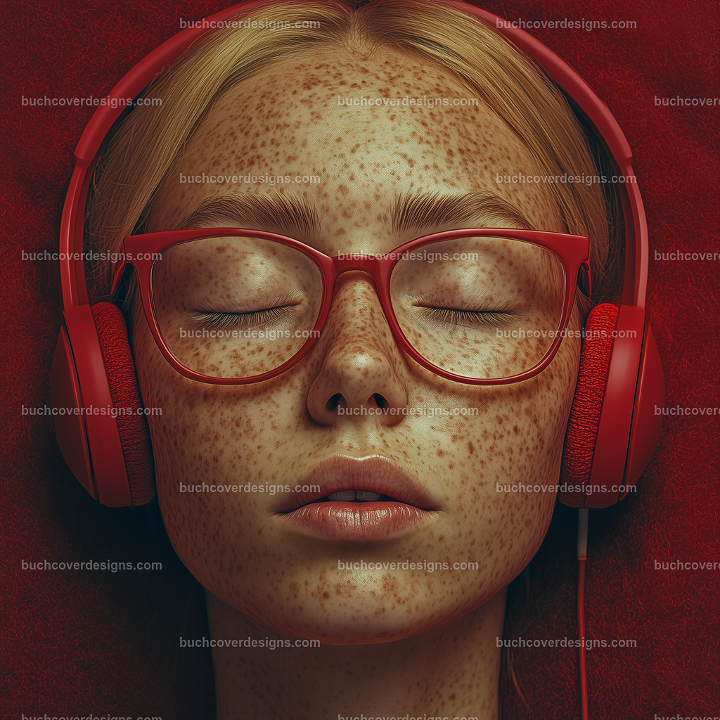 Gesicht einer Frau mit Kopfhörer (13) | girl face with skin freckles ,yellow hair spread over the surface of the image, with a red headphone - studio light - vivid colors - high detail - realistic - photo - front view --chaos 55 --stylize 300 --weird 1700 --v 6.1 Job ID: 6fe61a43-afde-4ac6-9349-bbf84db839c7