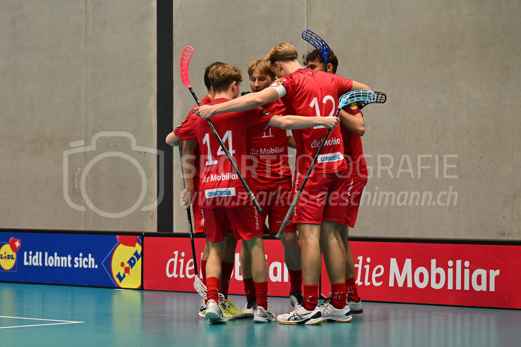Switzerland B U19 vs Finland U19 - 2. February 2024 | Switzerland B U19 vs Finland U19
U19 Men International Matches in Switzerland
GoEasy Arena, Siggenthal Station
Switzerland players celebtrating a goal.
Credit: Markus Aeschimann | <a href="https://www.markus-aeschimann.ch">Sportfotografie Markus Aeschimann</a> | <a href="https://www.instagram.com/sportfotografie.aeschimann">@sportfotografie.aeschimann</a> - Realisiert mit Pictrs.com