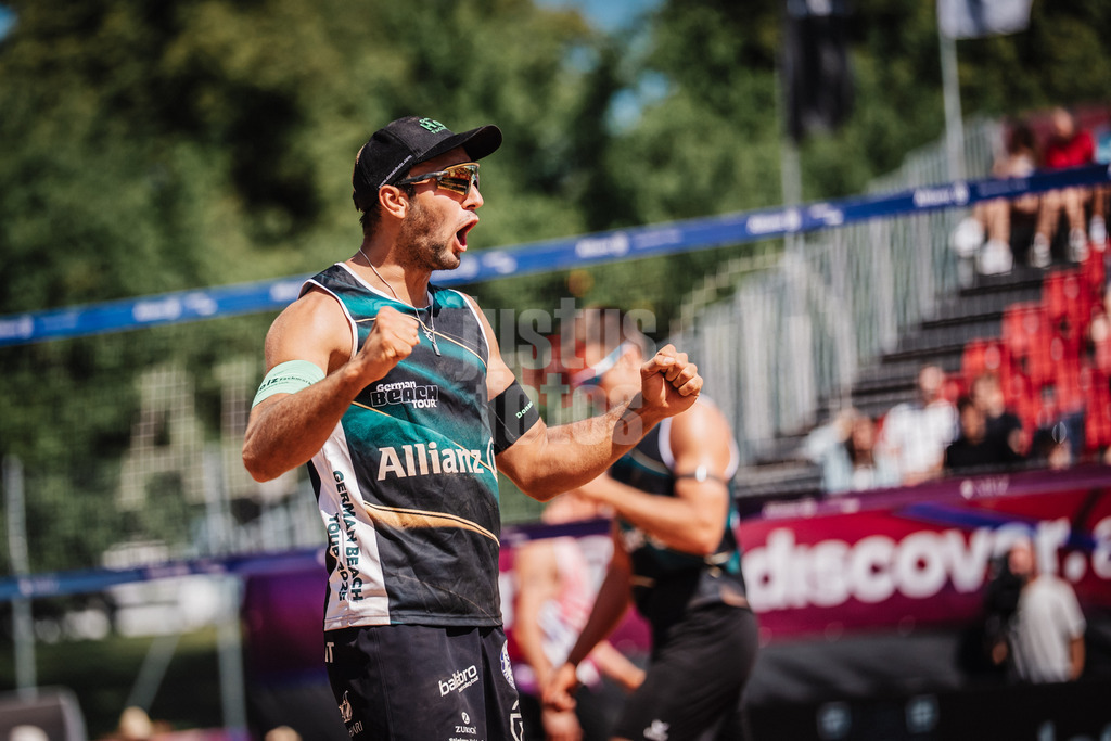 Beachvolleyball | Männer | Allianz German Beach Tour 2025 | Tourstop München | 12.07.2025 | Kim Huber jubelt