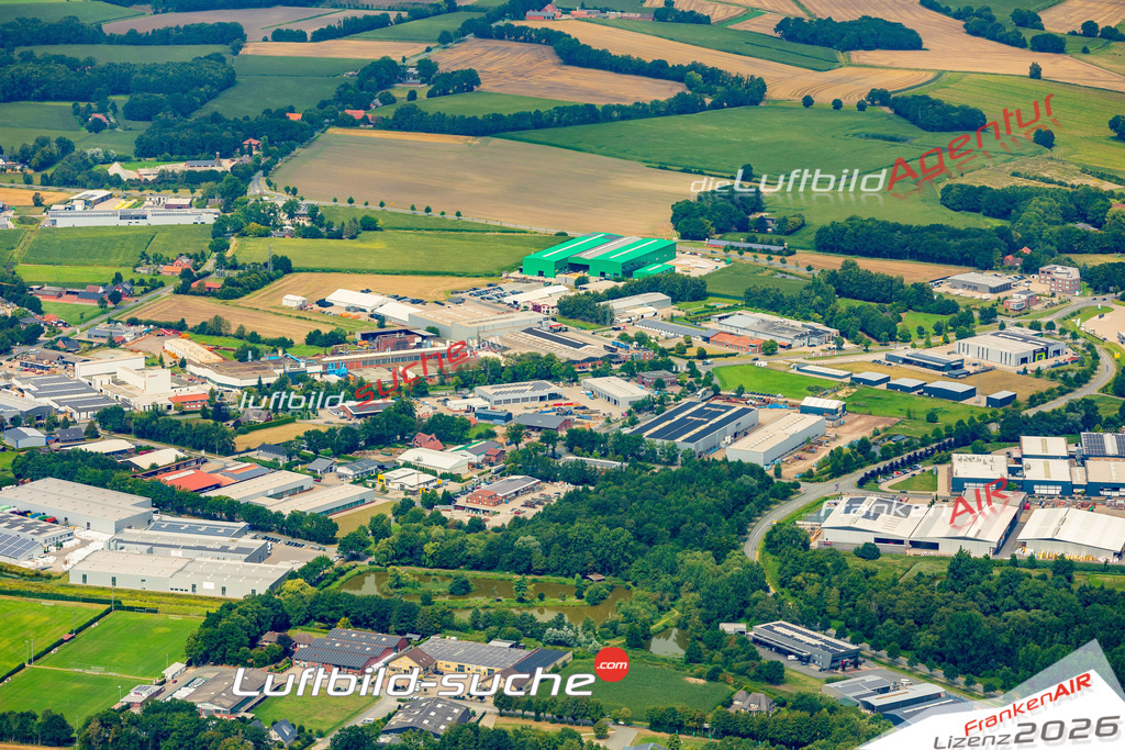 Schöne Luftaufnahme als Geschenk in Gewerbegebiet Dinklage - Die Luftbildaufnahme wurde 2025 vom UL-Flugzeug heraus erstellt ( keine Drohne ) - Hochauflösende Luftaufnahme -Nicht vergleichbar mit Google Maps oder Satelittenbilder- Die Geschenkidee !Mit Lizenz und Bildrechte bestellbar