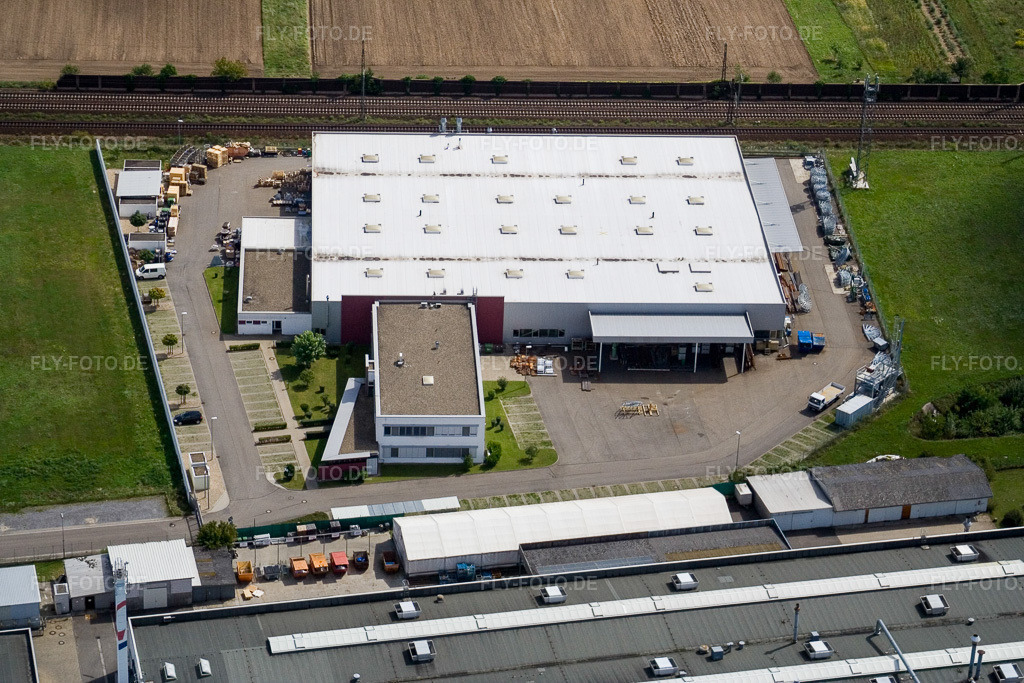 Luftbild: Industriegebiet Siemensstraße mit Hartmann & König Stromzuführungs AG und HeKa Fenster und  Türen im Ortsteil Neudorf in Graben-Neudorf im Bundesland Baden-Württemberg in Deutschland. Foto: IMG_12827.jpg vom 24.08.2008 durch Werner Riehm/FLY-FOTO.deWWW.HEKA.DE