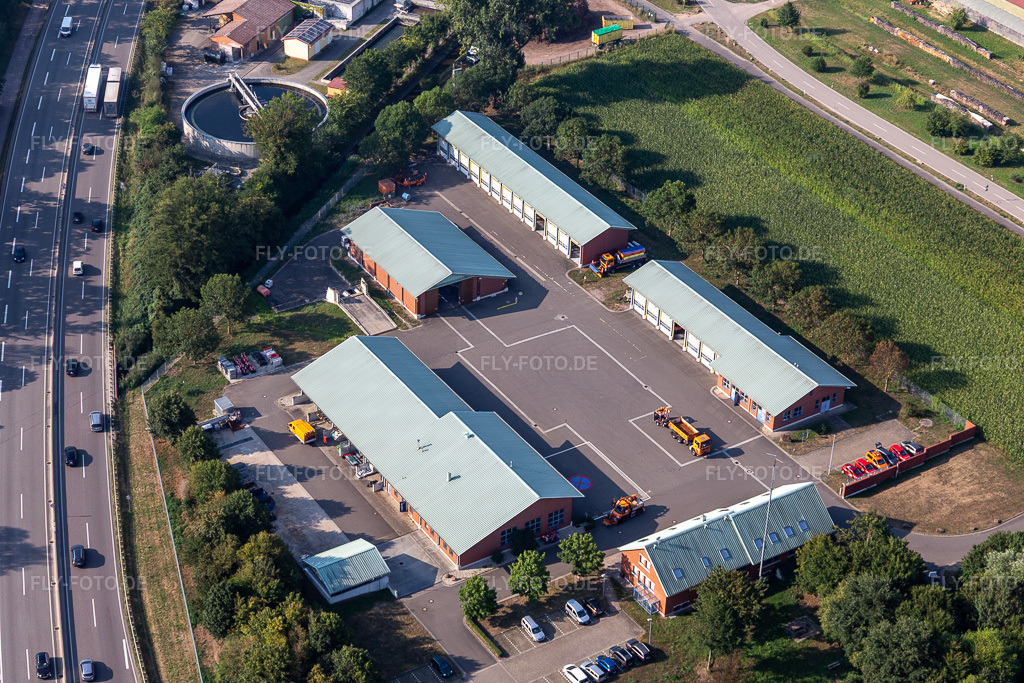 Luftbild: Autobahnmeisterei in Kandel im Bundesland Rheinland-Pfalz in Deutschland. Foto: IMG_122227.jpg vom 11.08.2020 durch Werner Riehm/FLY-FOTO.de